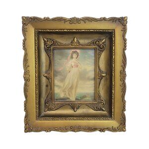Vintage Pinkie Old Ornate Plastic Frame Barroque Rococco Style Picture USA